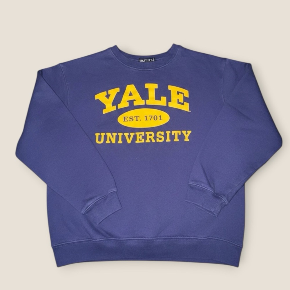 Vinyl Icons Yale University Sweatshirt Women's Size S Navy Blue Gold Crewneck